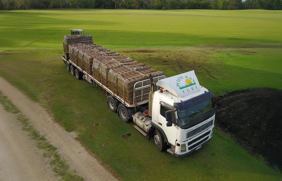 Wide Bay Turf sitting on turck, ready to be delivered